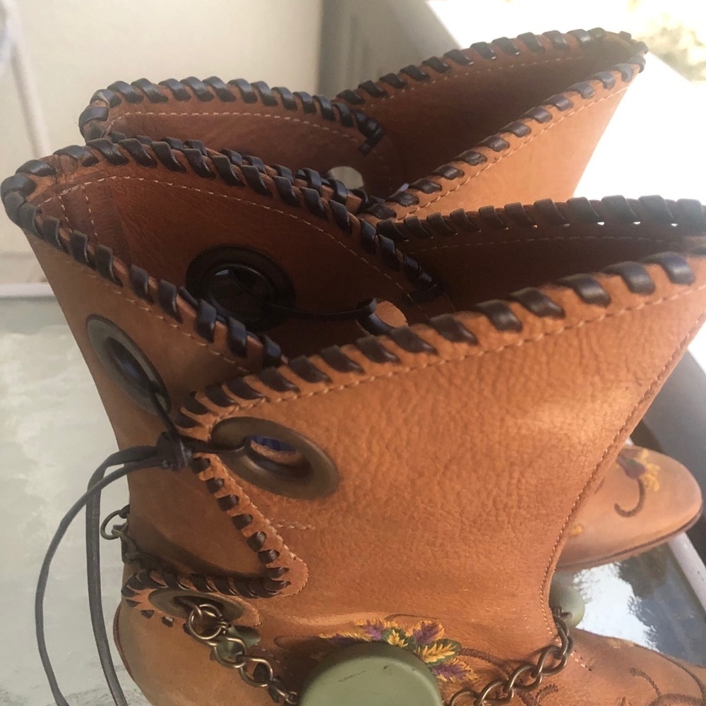 Anthropologie AREA FORTE Italian Embroidered Leather Boots NEW - Picture 7 of 15